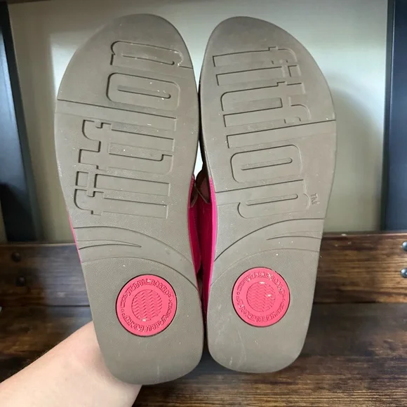 FitFlop Flora Suede Toe Post Sandals Raspberry Women’s Size 10 Summer - Picture 3 of 4
